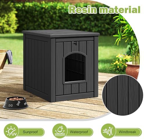 Black weatherproof resin outdoor cat box — photo 3