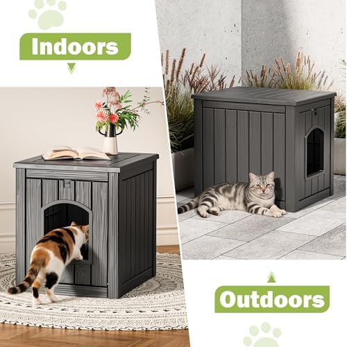 Black weatherproof resin outdoor cat box — photo 4