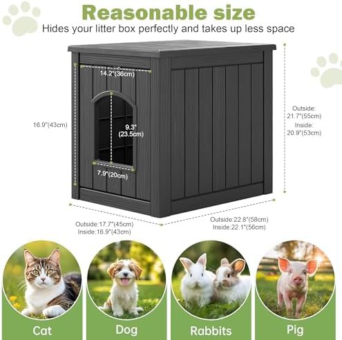Black weatherproof resin outdoor cat box — photo 5