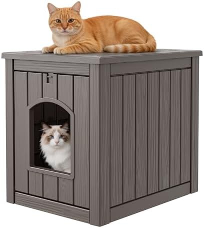 Grey resin weatherproof outdoor cat enclosure