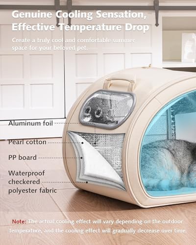 Cream indoor cat house with cooling mat — photo 4