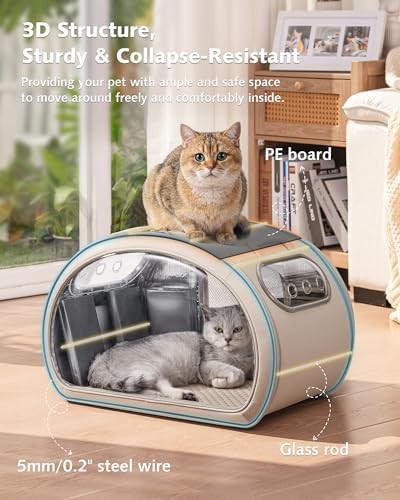 Cream indoor cat house with cooling mat — photo 5