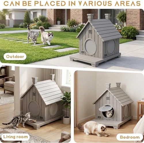 Grey resin weatherproof outdoor cat condo — photo 5