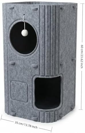 Grey double layer felt cat condo — photo 5