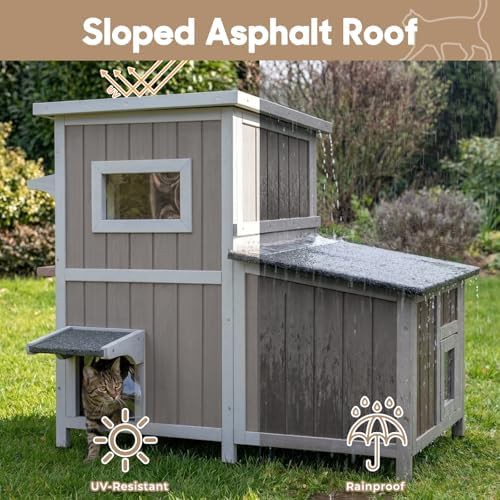 Grey wooden house with feeding station — photo 3