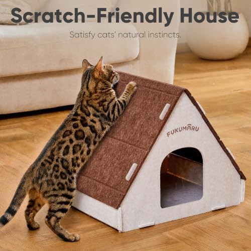 Grey felt cave bed with scratcher — photo 4