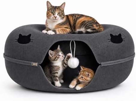 Large felt hideaway donut cat house