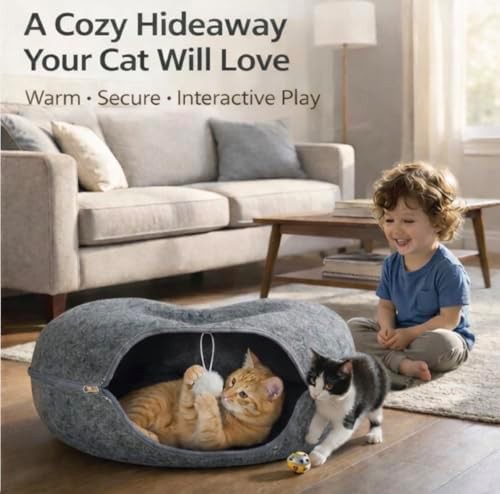 Large felt hideaway donut cat house — photo 3