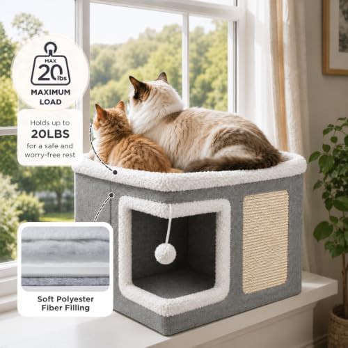 Grey foldable cat condo with reversible cushion — photo 3