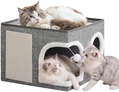 Large kitten bed with internal scratch pad