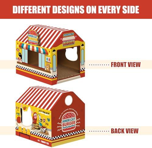 Burger shop cardboard cat house with scratcher — photo 4