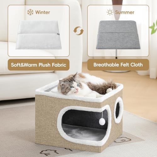 Large khaki covered cave for cats — photo 3