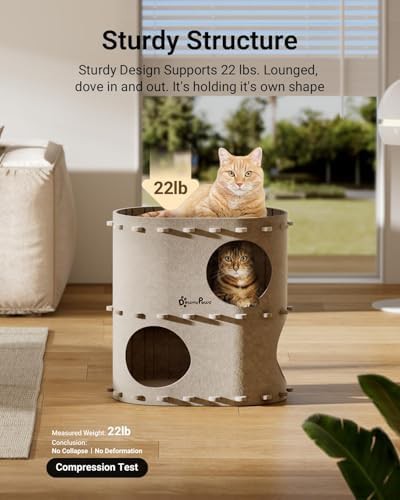 Two storey cream indoor cat bed cave — photo 5