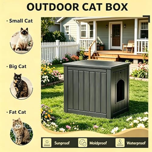 Spacious black resin outdoor cat home — photo 5