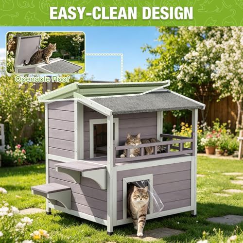Two story wooden outdoor cat shelter — photo 4