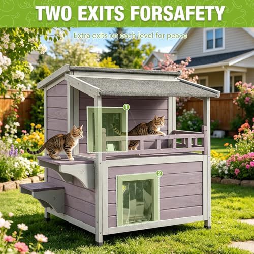 Two story wooden outdoor cat shelter — photo 5