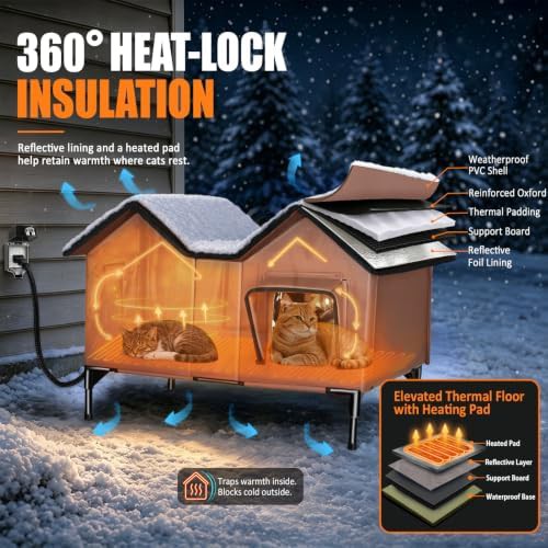 Large heated weatherproof outdoor cat shelter — photo 3