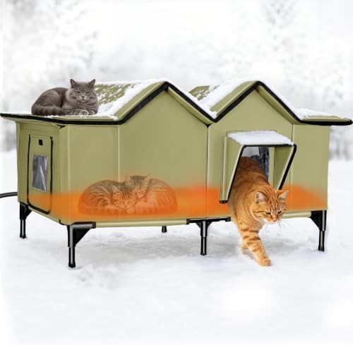 Extra large heated weatherproof cat shelter
