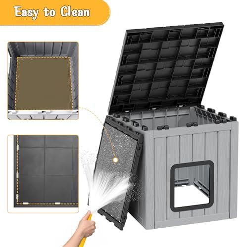Grey and black resin outdoor cat shelter — photo 4