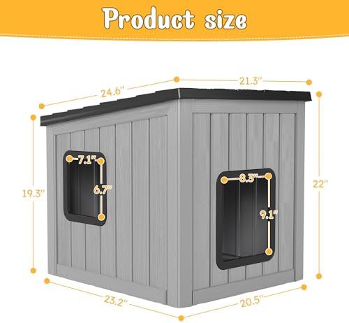 Grey and black resin outdoor cat shelter — photo 5