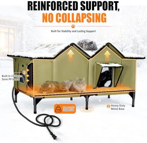 Extra large heated green outdoor cat shelter — photo 5