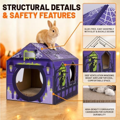 Halloween cardboard house with built in scratcher — photo 5