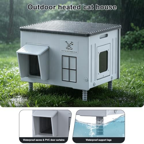 Large heated outdoor cat house with pad — photo 4