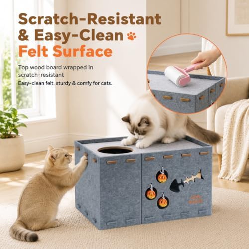Large felt peekaboo cat cave bed — photo 5