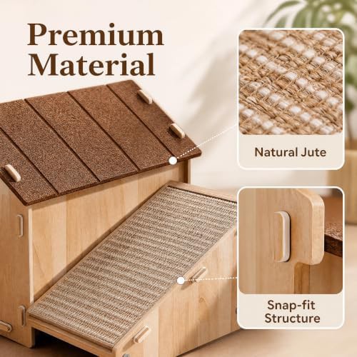 Wooden indoor cat condo with sisal ramp — photo 4