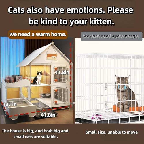 Large indoor cat villa playpen with litter box — photo 4