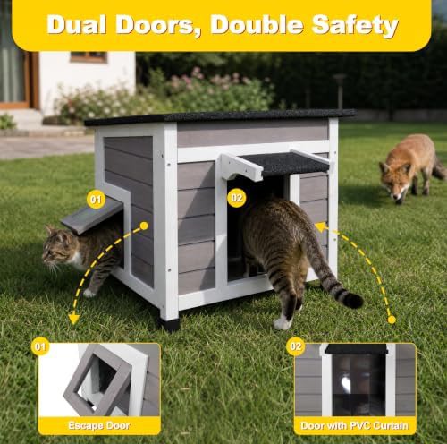 Insulated weatherproof outdoor cat shelter grey — photo 5